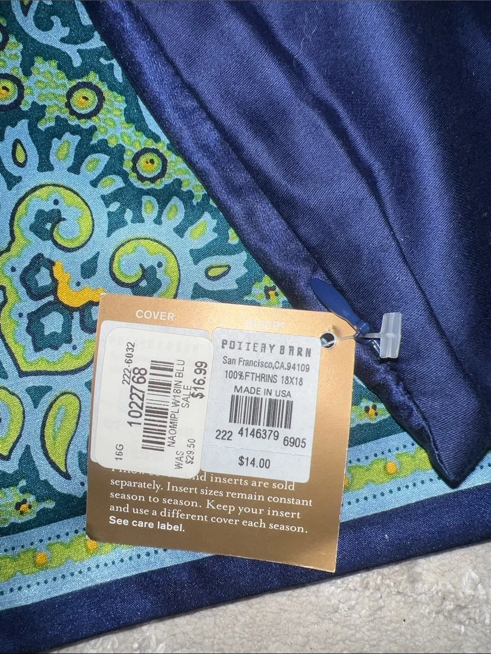 Pottery Barn Medallion Silk Blend Pillow Covers Orange & Blue Set of 3